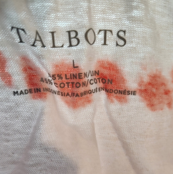 Women's Talbots Orange/Coral Striped Shirt, Size L - Picture 2 of 11